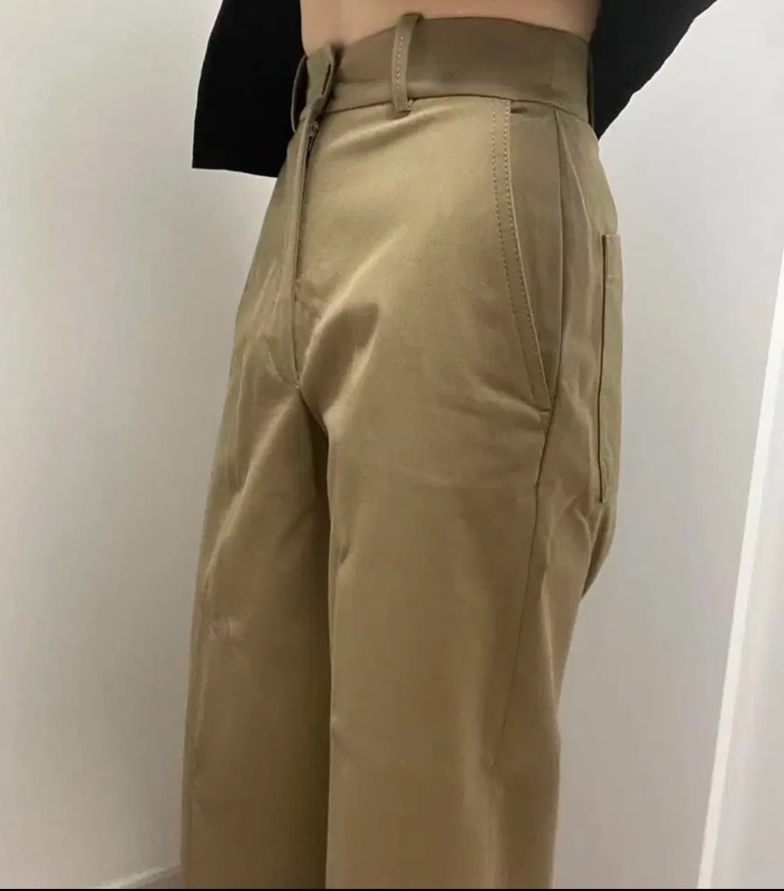 24 xs 자라 일자 펜슬 겨울 하이웨스트 팬츠 바지 롤업 슬랙스 베이지 상품이미지5