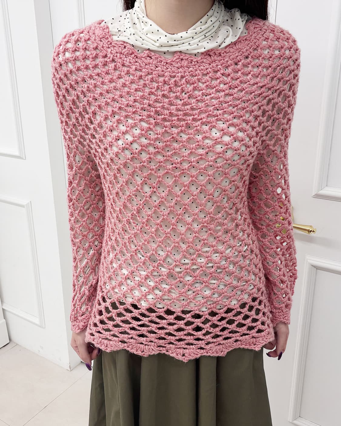 lovey pink crochet pullover 상품이미지1