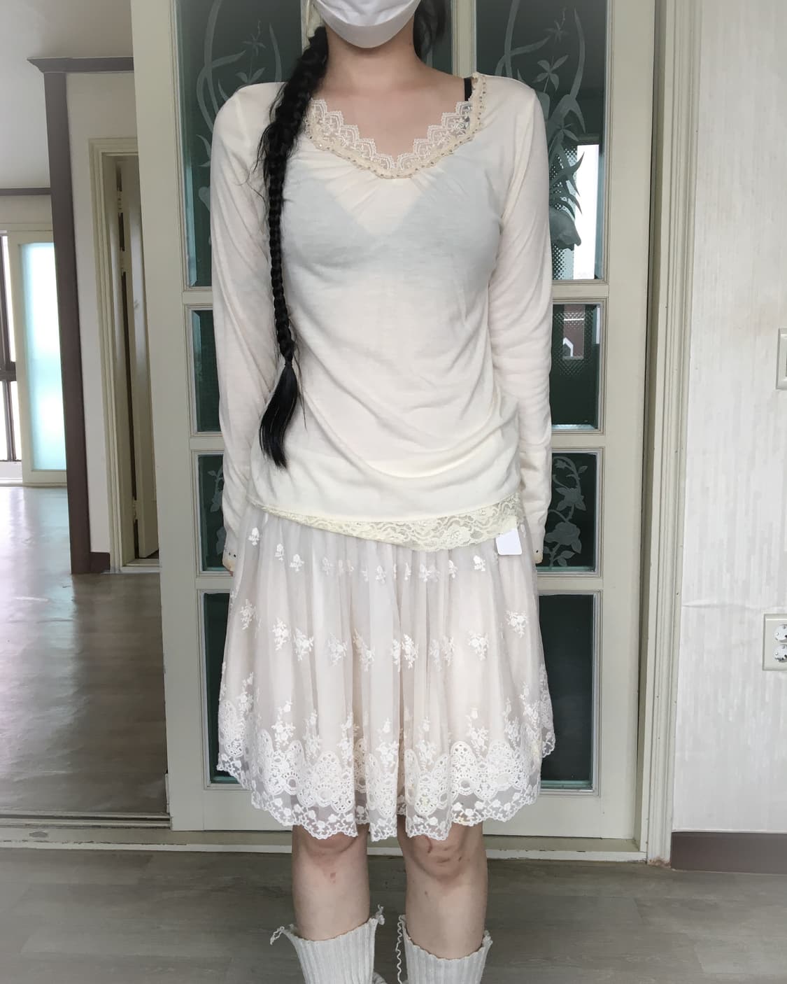 axes femme lace trimming sleeve 상품이미지6