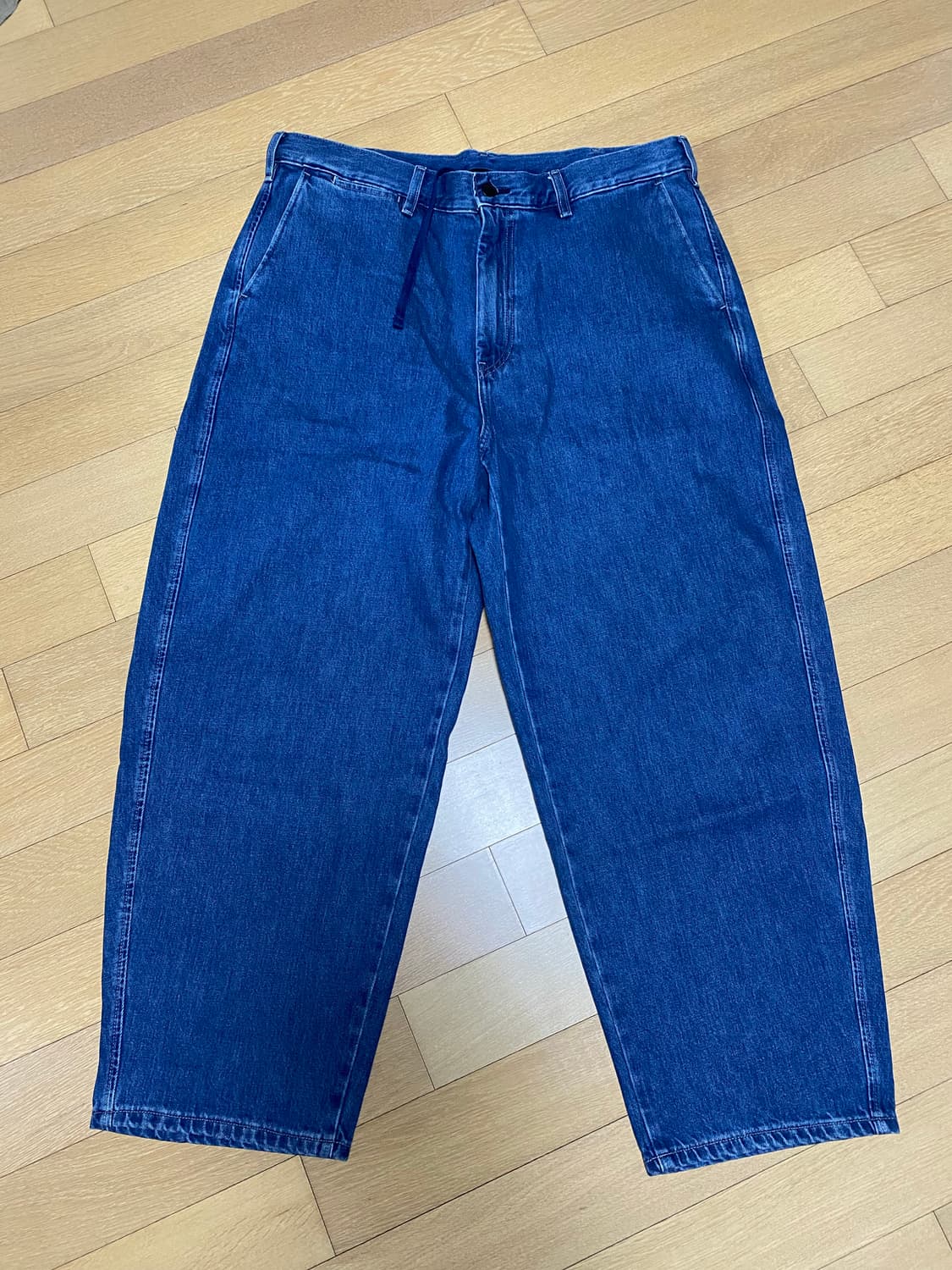 유니클로 와이드 테이퍼드진 진청 데님 청바지 XL 힙합 상품이미지1