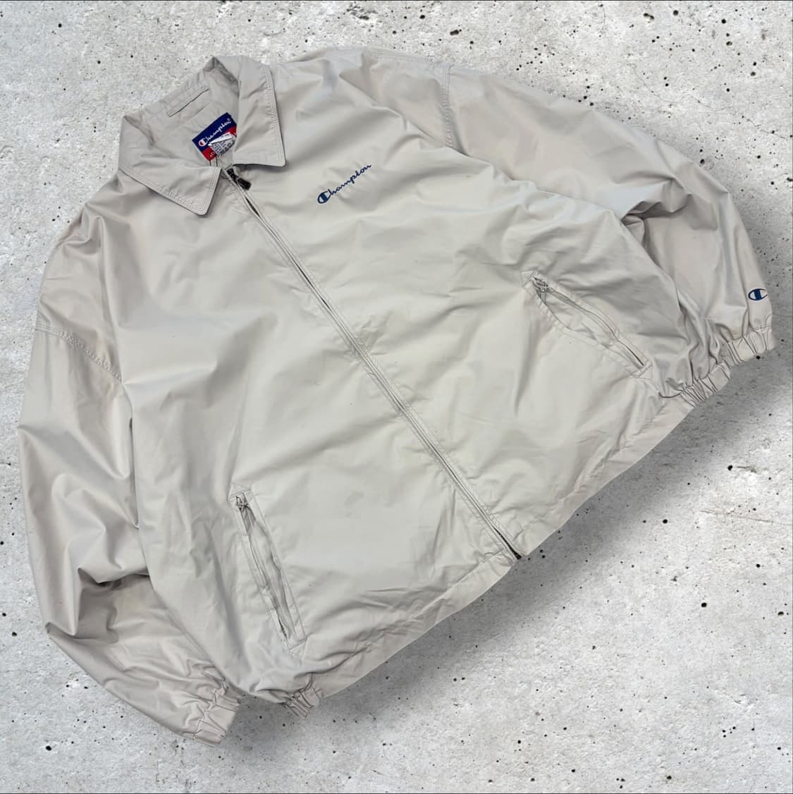 [4XL] 챔피온 빅사이즈 베이지 폴리 바람막이 자켓 D717 상품이미지1