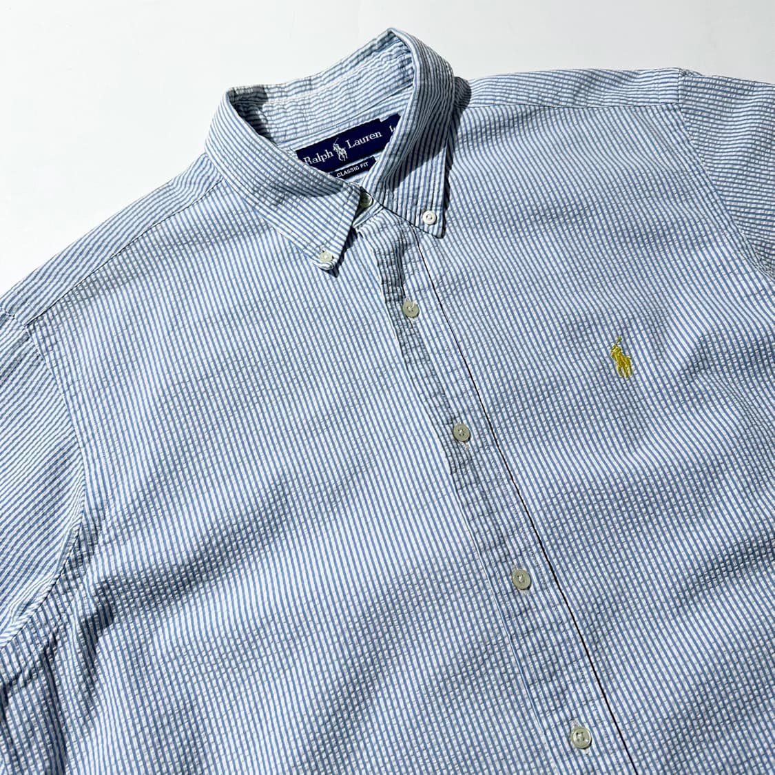 폴로 랄프로렌 시어서커 스트라이프 클래식핏 반팔 셔츠 상품이미지3