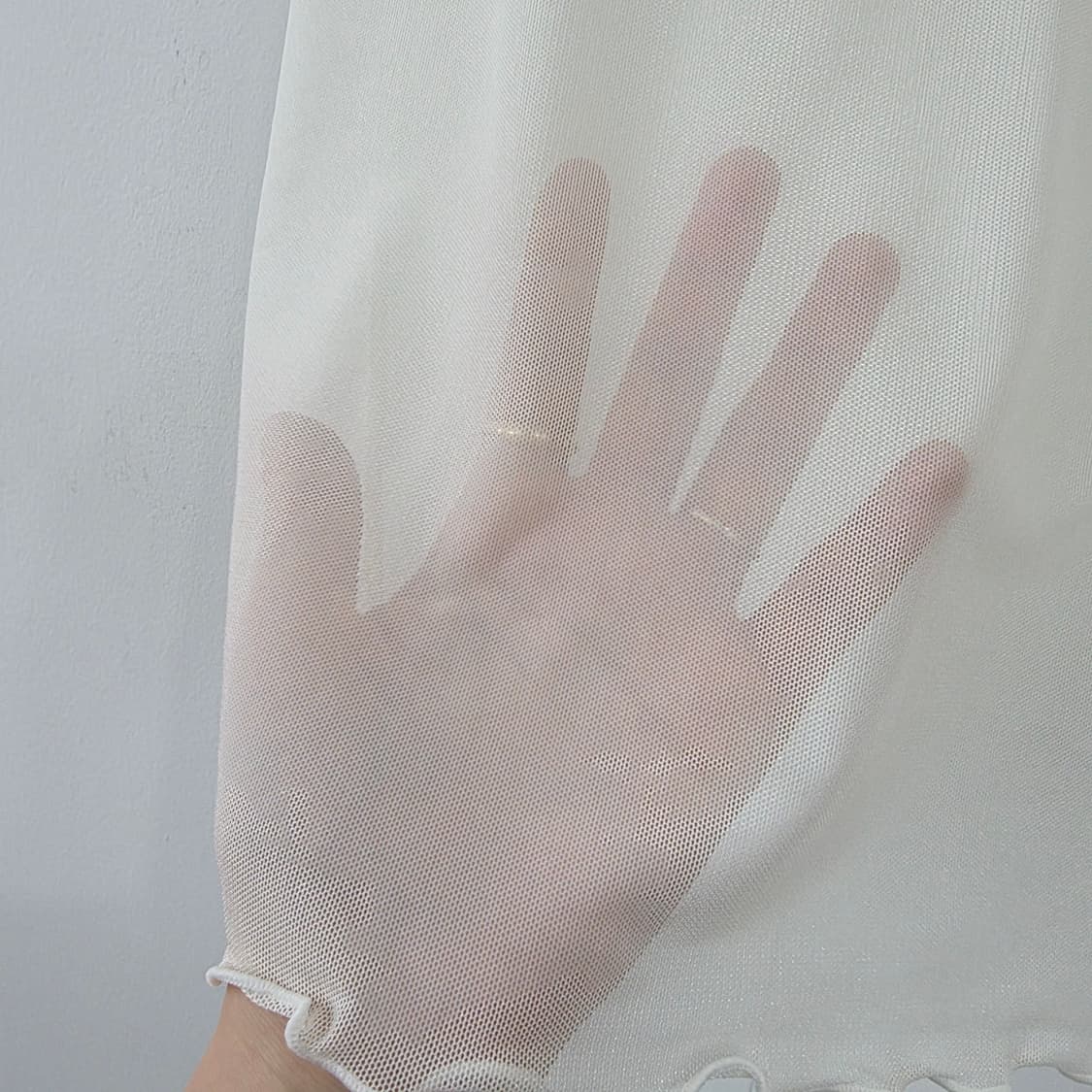 오프화이트 시스루 레이어드 티셔츠 상품이미지6