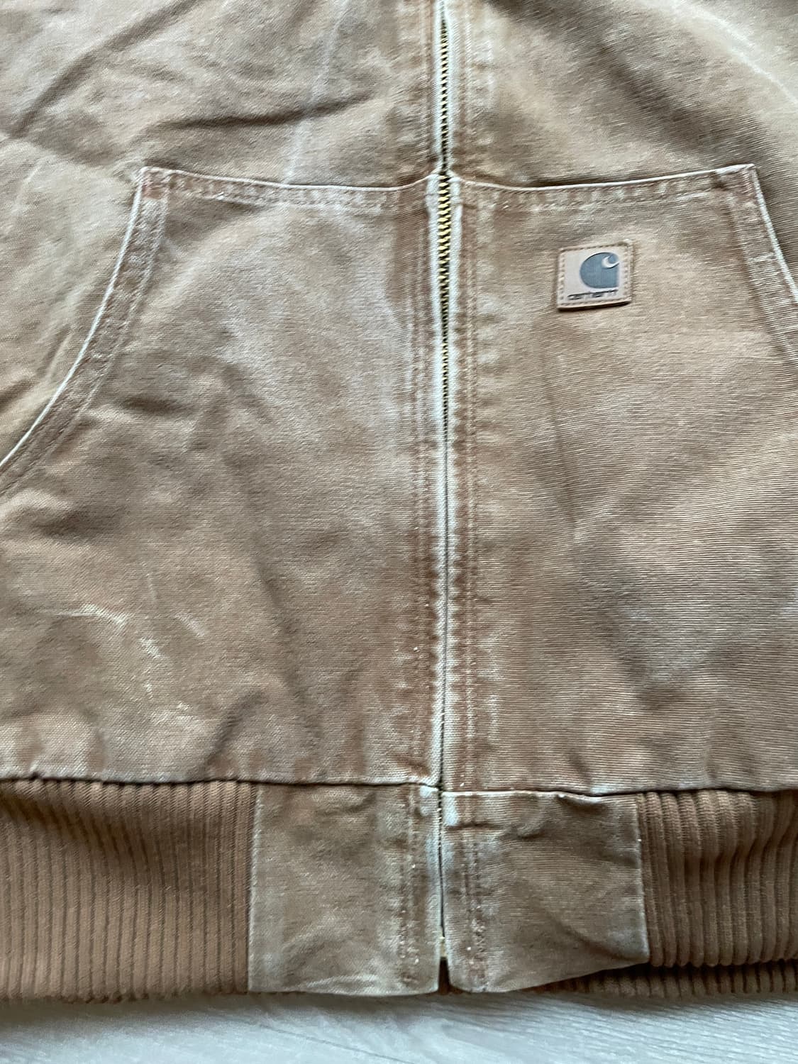 칼하트 j130 BRN 브라운 액티브 자켓 샌드스톤 빈티지 상품이미지7