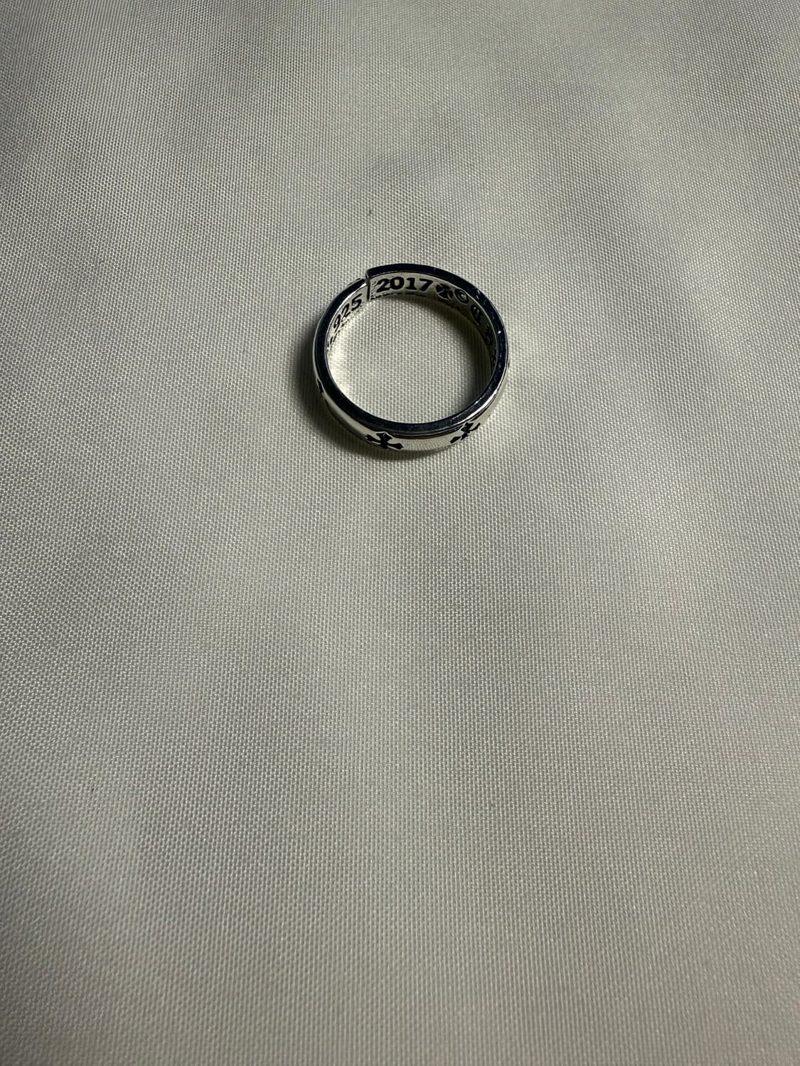 925 실버  크롬 크로스 패턴 오픈링 남여공용 상품이미지4