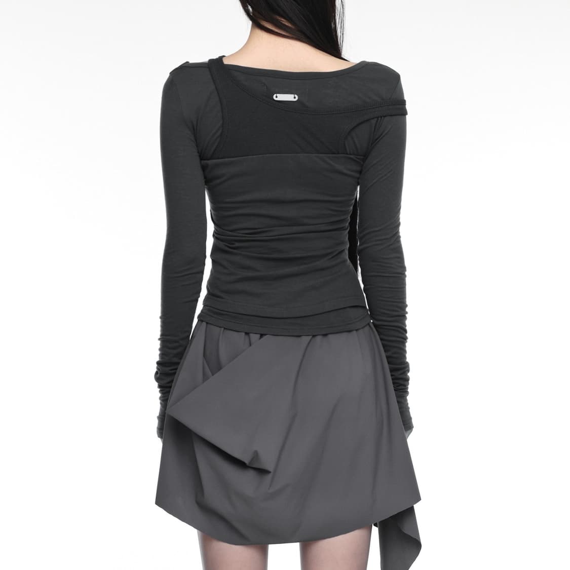 nache 나체 믹스드 레이어드 롱 슬리브 차콜 상품이미지3