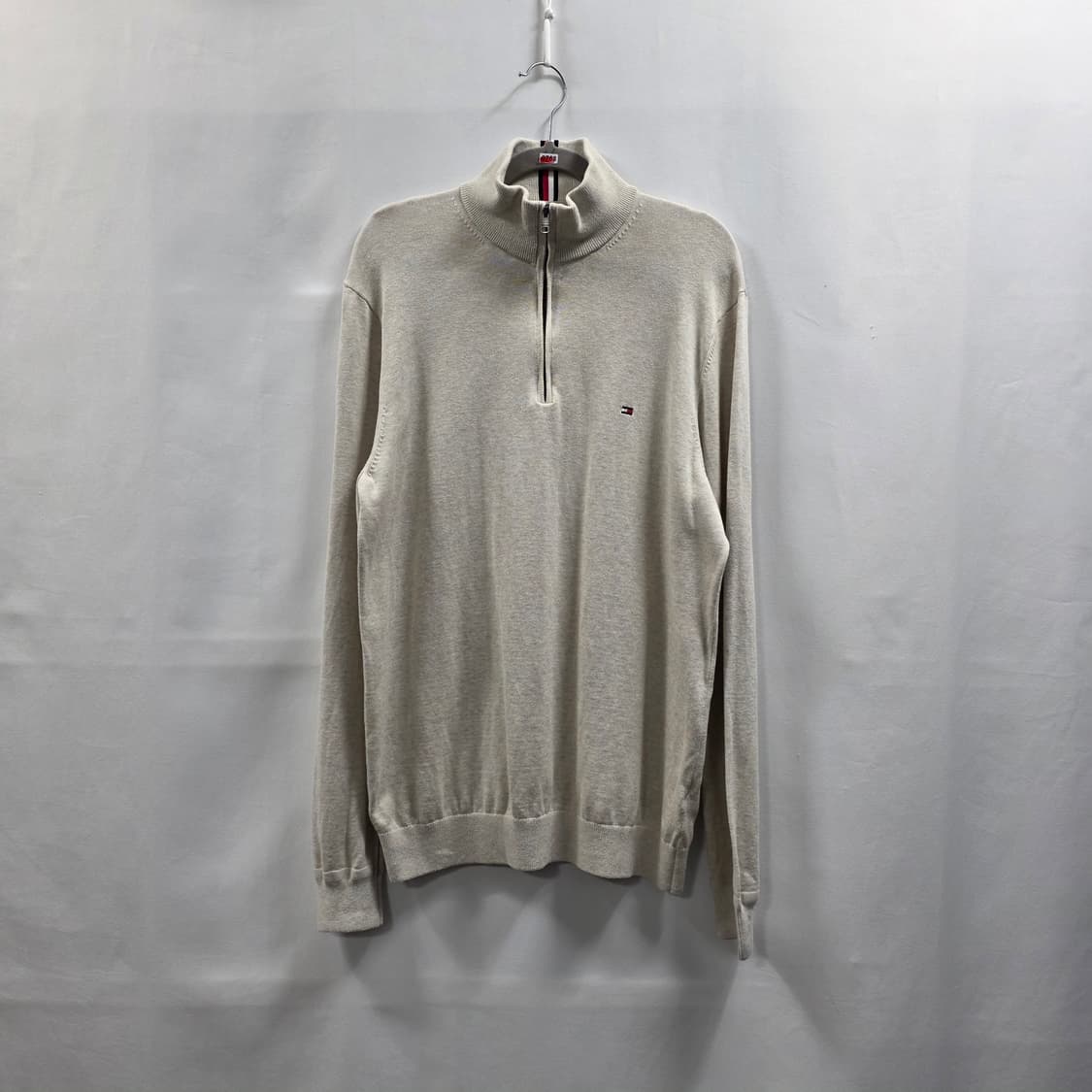0753 [타미힐피거] 남성 코튼 반집업 긴팔 니트 L 상품이미지1