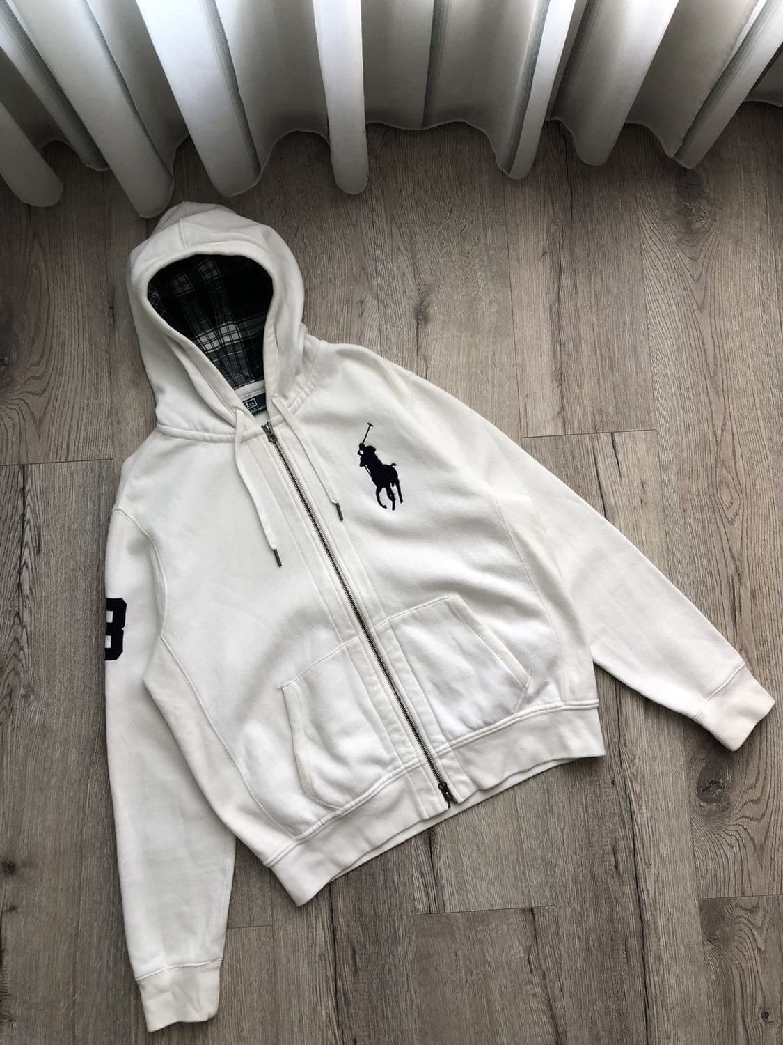 폴로 빅포니 체크 후드집업 M 상품이미지1