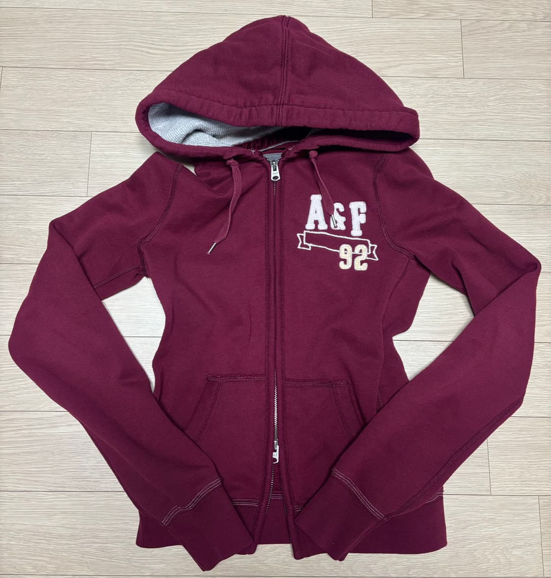 아베크롬비 후드집업 버건디 대대장 딱붙핏 (투웨이) 상품이미지1