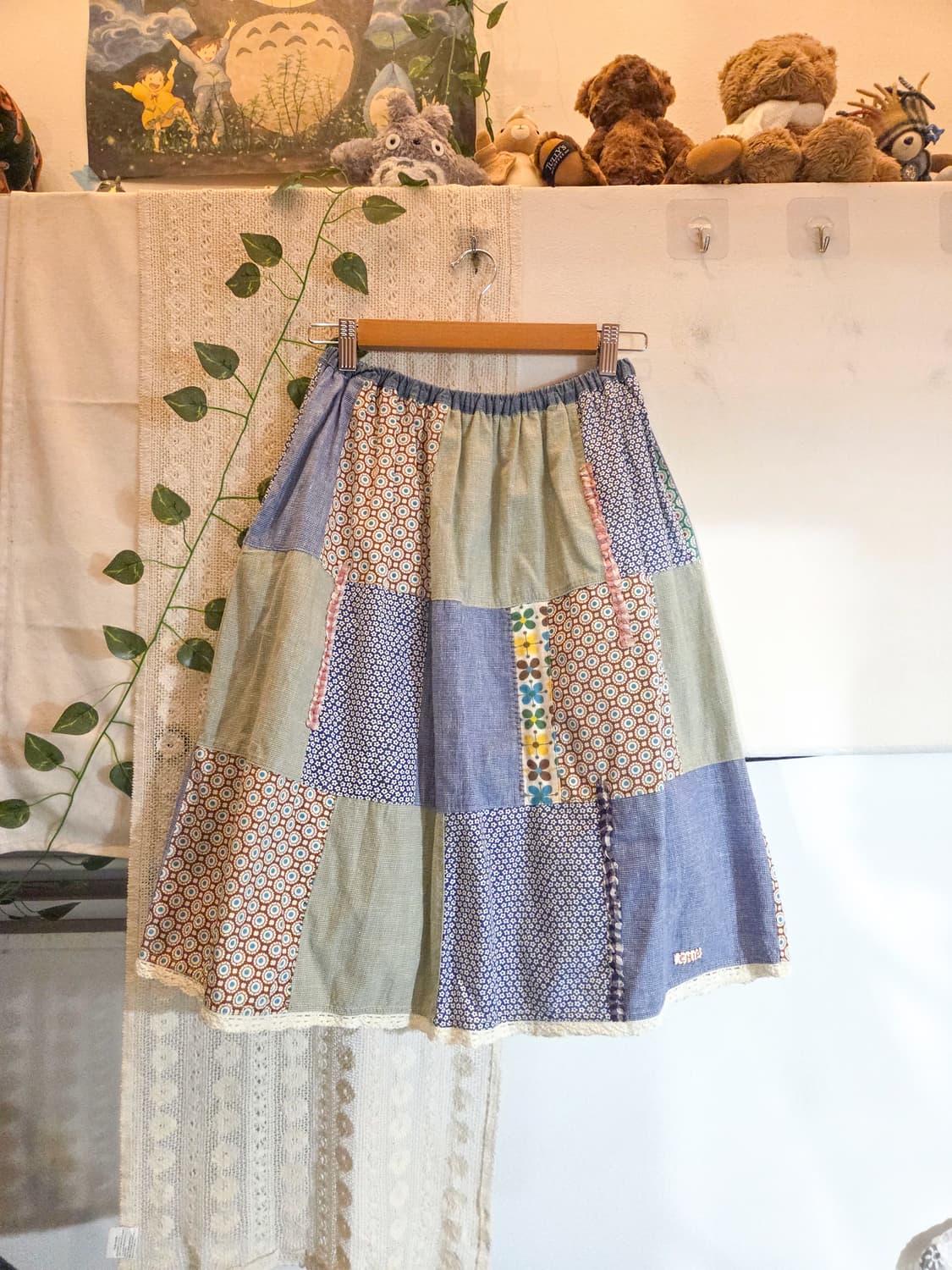 조각 패치워크 미디 스커트 상품이미지1