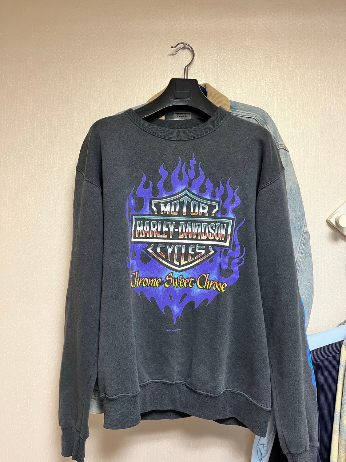 (칸예 착용) 1993 할리데이비슨 og 크롬스윗크롬 스웻 M 판매 상품이미지2