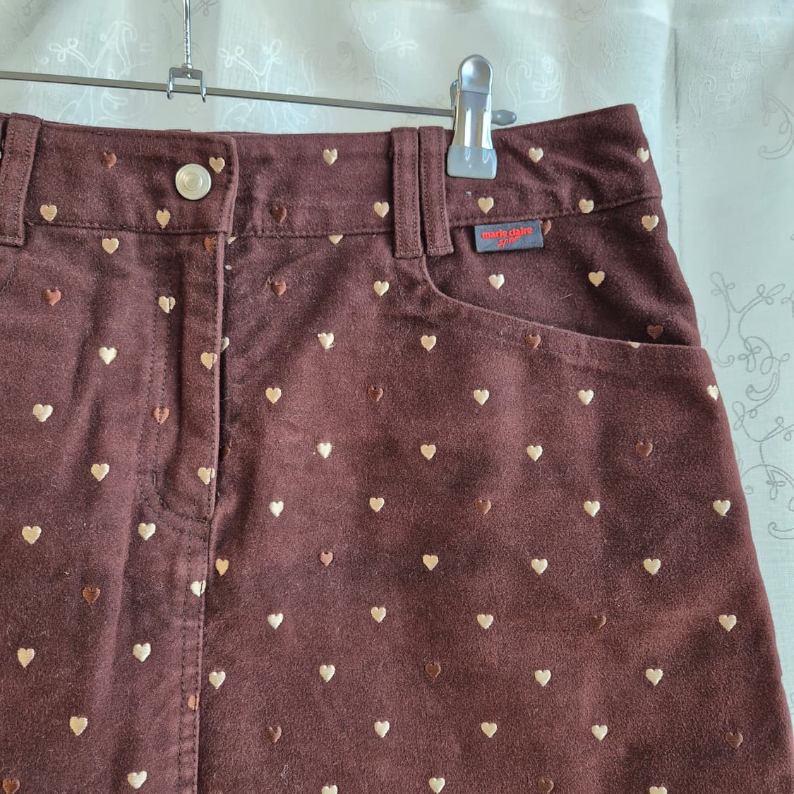 코코아 하트 자수 미니 스커트 상품이미지2