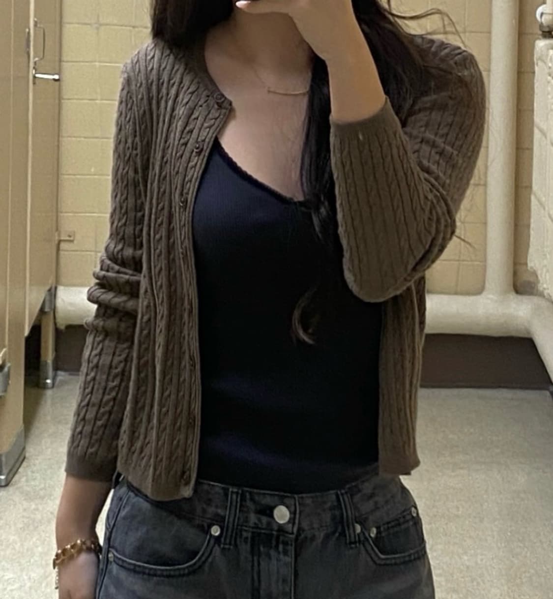 Brandy Melville brown knit cardigan 상품이미지5