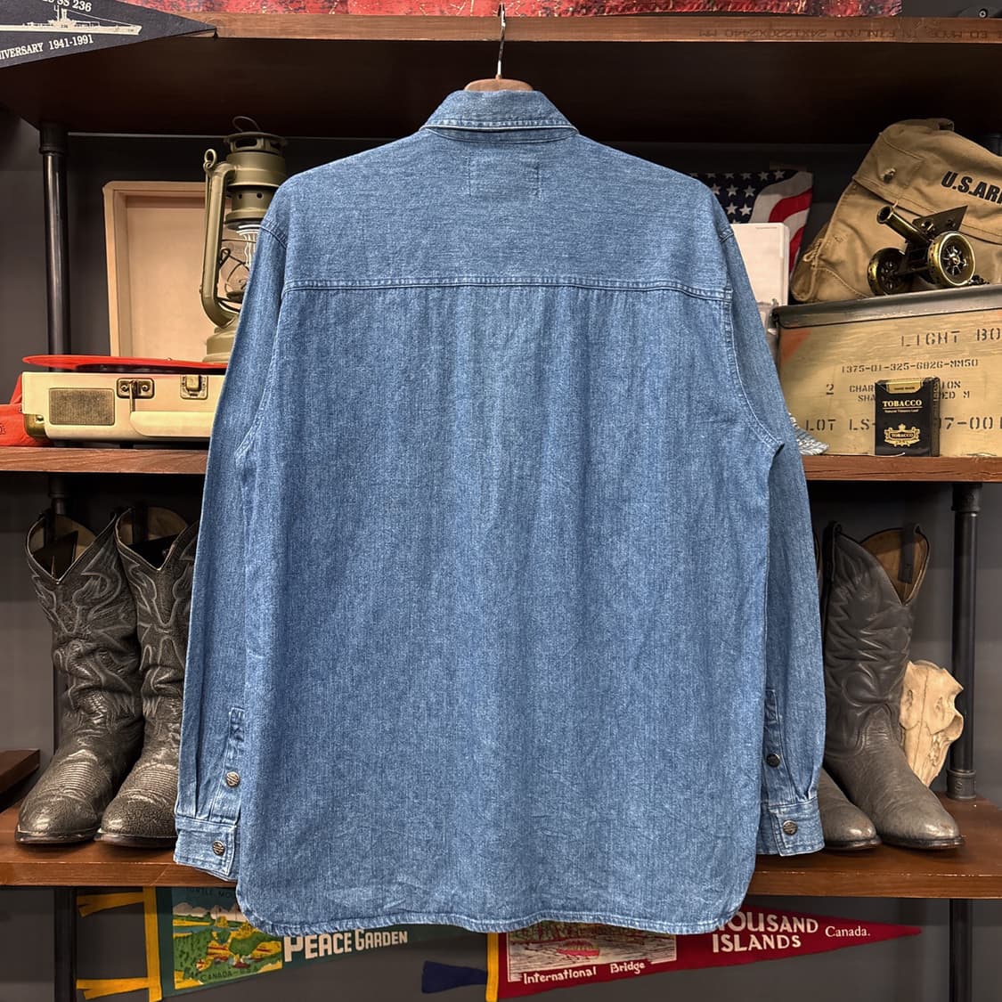 90s 할리데이비슨 바이커블루스 헤비데님 워크셔츠 데드스탁 N965 상품이미지2