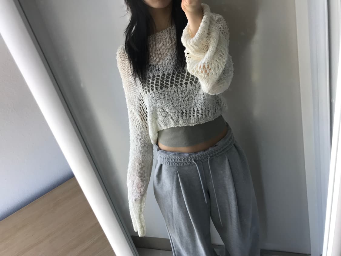 다이애그널 루즈 크롭 아이보리 니트 상품이미지6