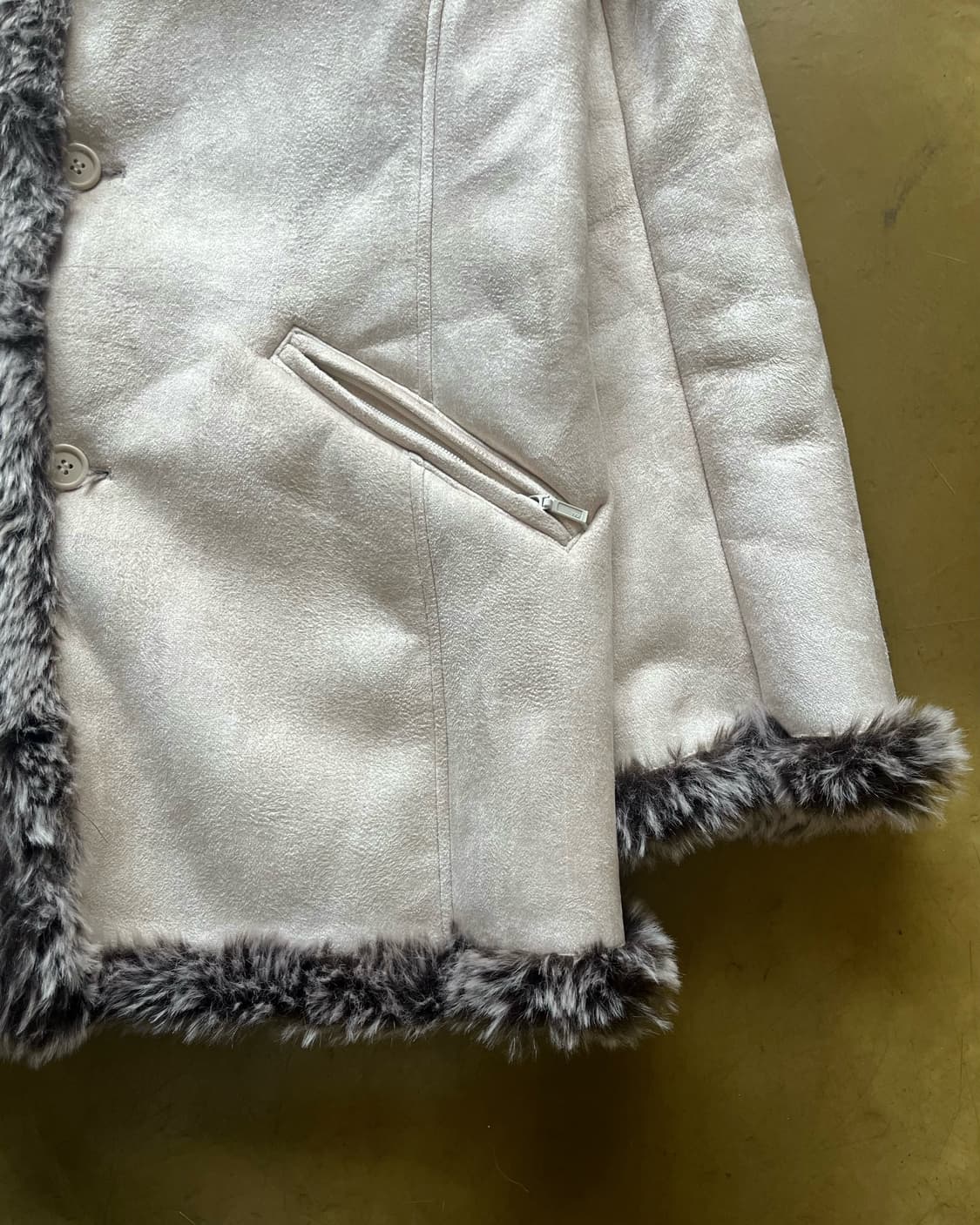 90-00s V-KEI White Faux Leather Fur JK 상품이미지5
