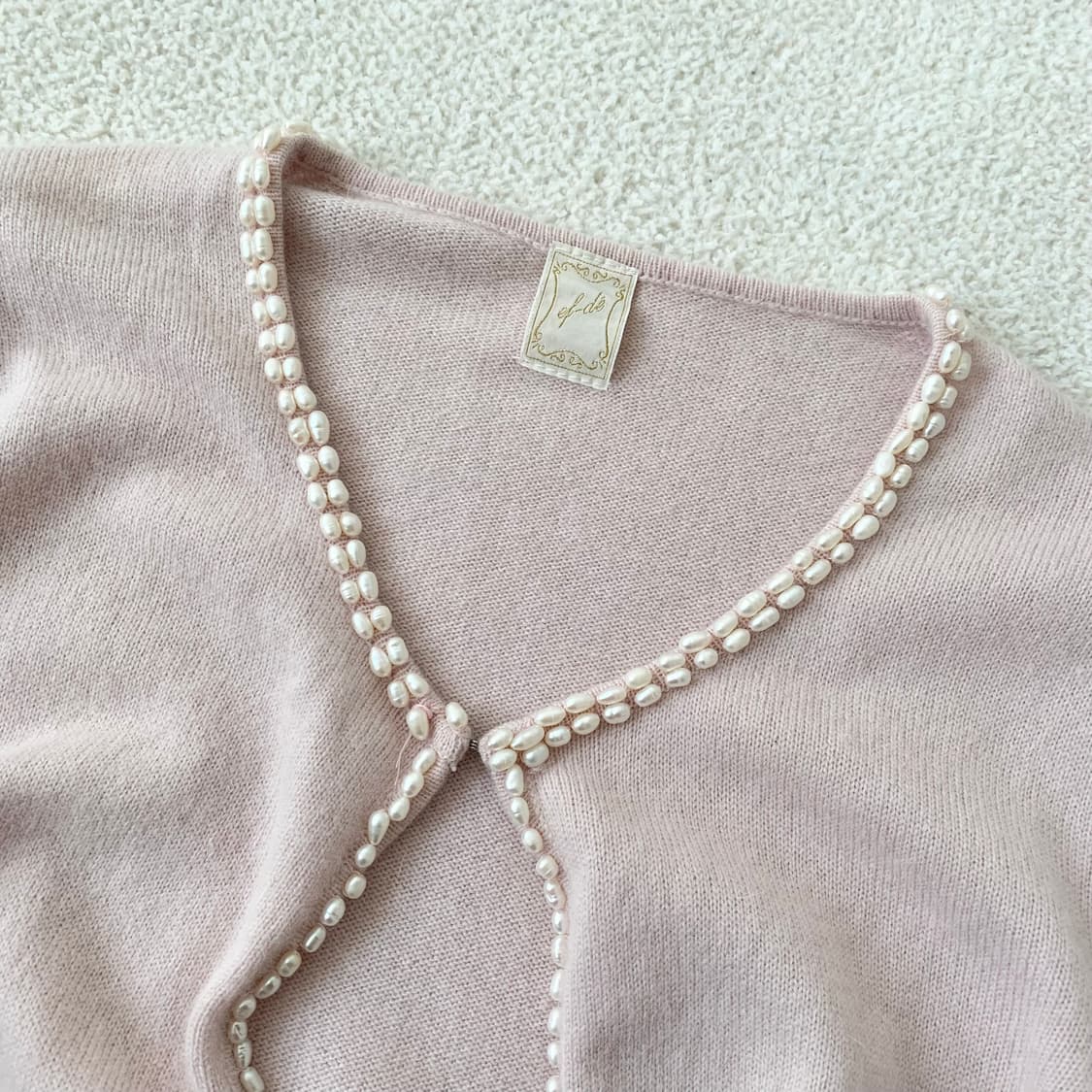 뮤트연핑크 앙고라 진주 후크 가디건 상품이미지2