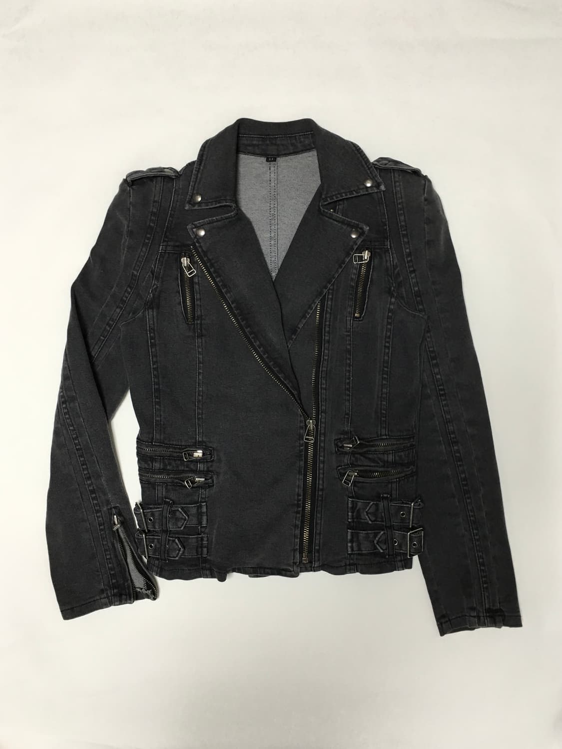 펑크 버클 데님 라이더 자켓 상품이미지1