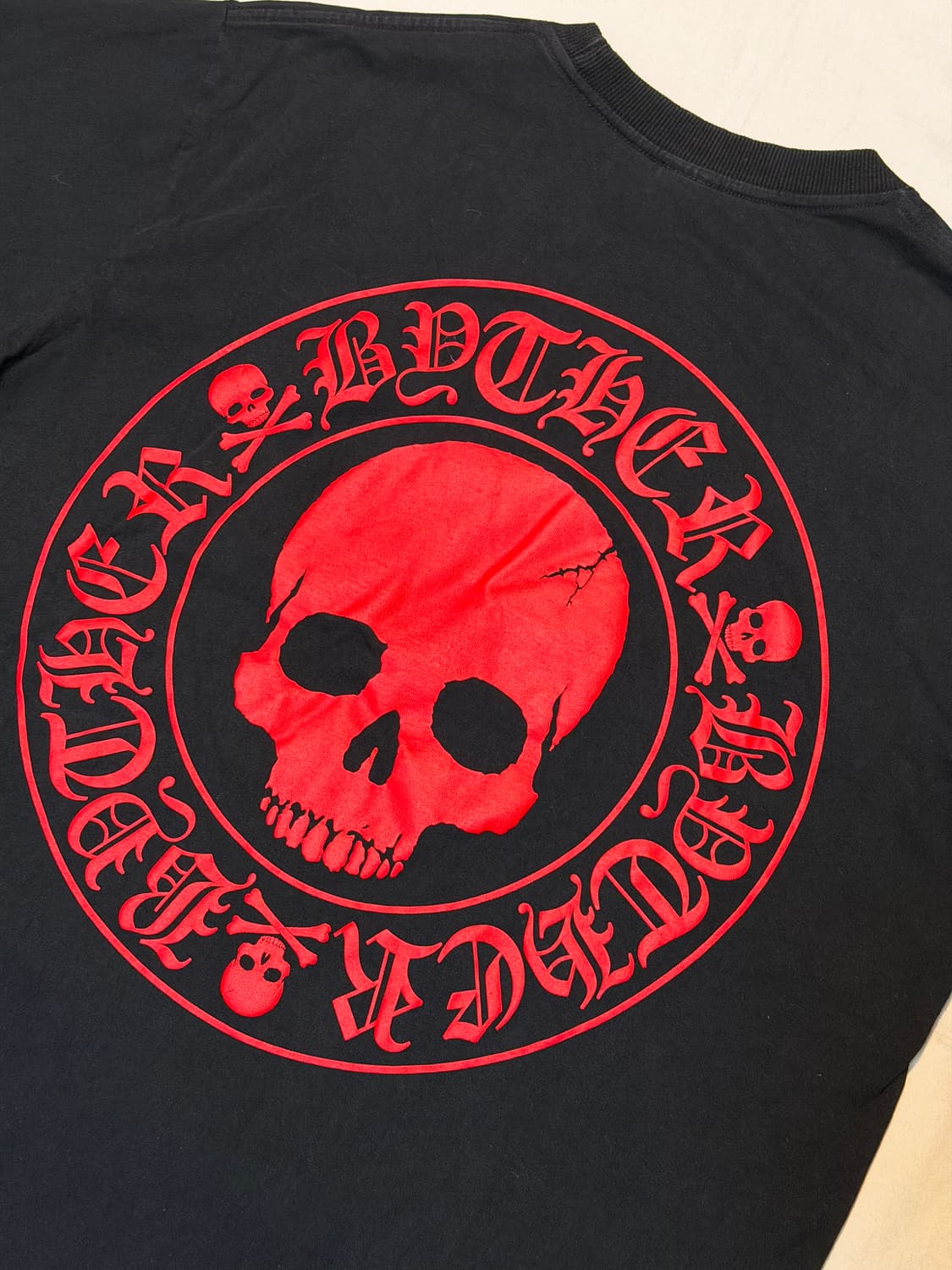 바이더알 크롬깔 스컬 프린팅 티셔츠 블랙 상품이미지2