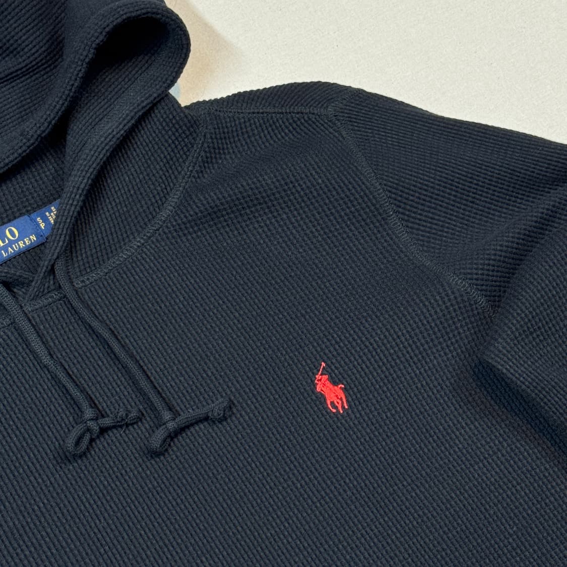 S) 폴로 랄프로렌 써멀 와플 후드티 블랙 상품이미지4