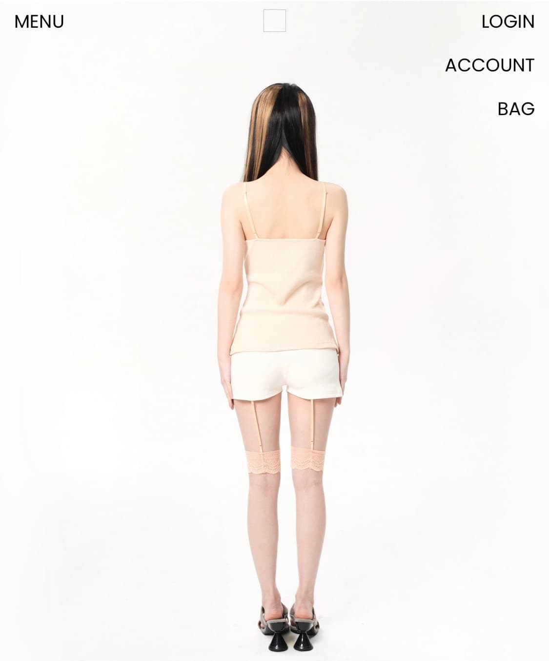 오스하이 Bandage Garter Shorts Cream / Peach 상품이미지4