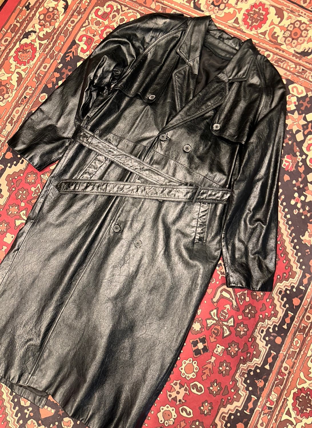 ( 2XL ) 가죽롱코트 가죽카코트 가죽자켓 레더자켓 빈티지가죽 상품이미지4