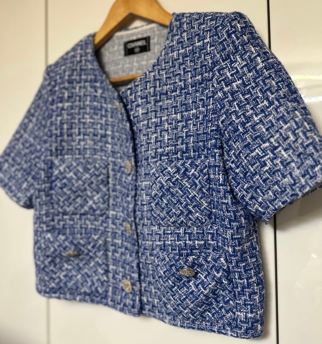 샤넬 트위드 반팔 자켓 블루 정품 상품이미지2