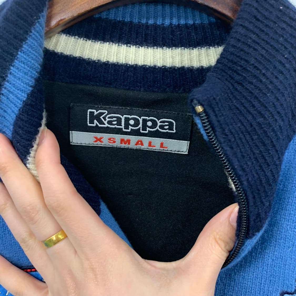 카파 y2k 와투케 블루 니트 집업 가디건 상품이미지8