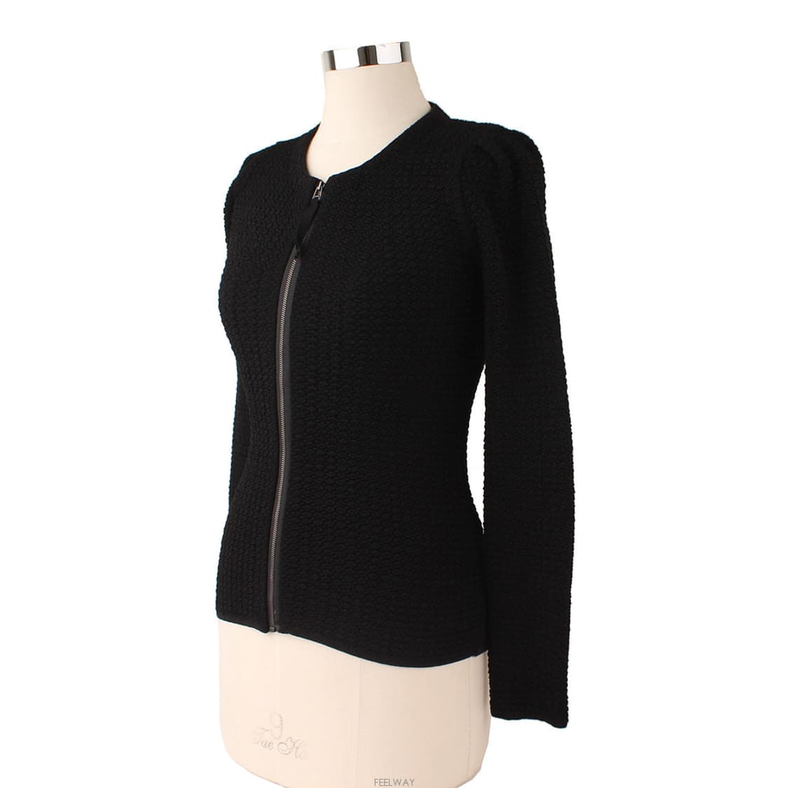 플라스틱아일랜드 블랙 엠보 집업 가디건 M 상품이미지2