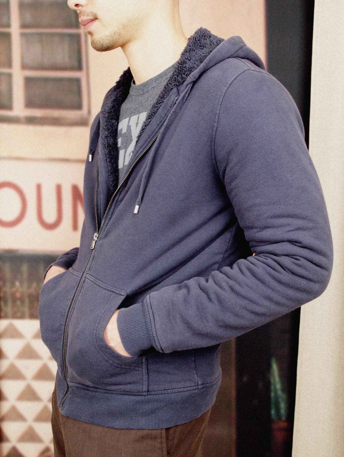 Faux-fur Zip-up Hoodie Jacket 상품이미지2