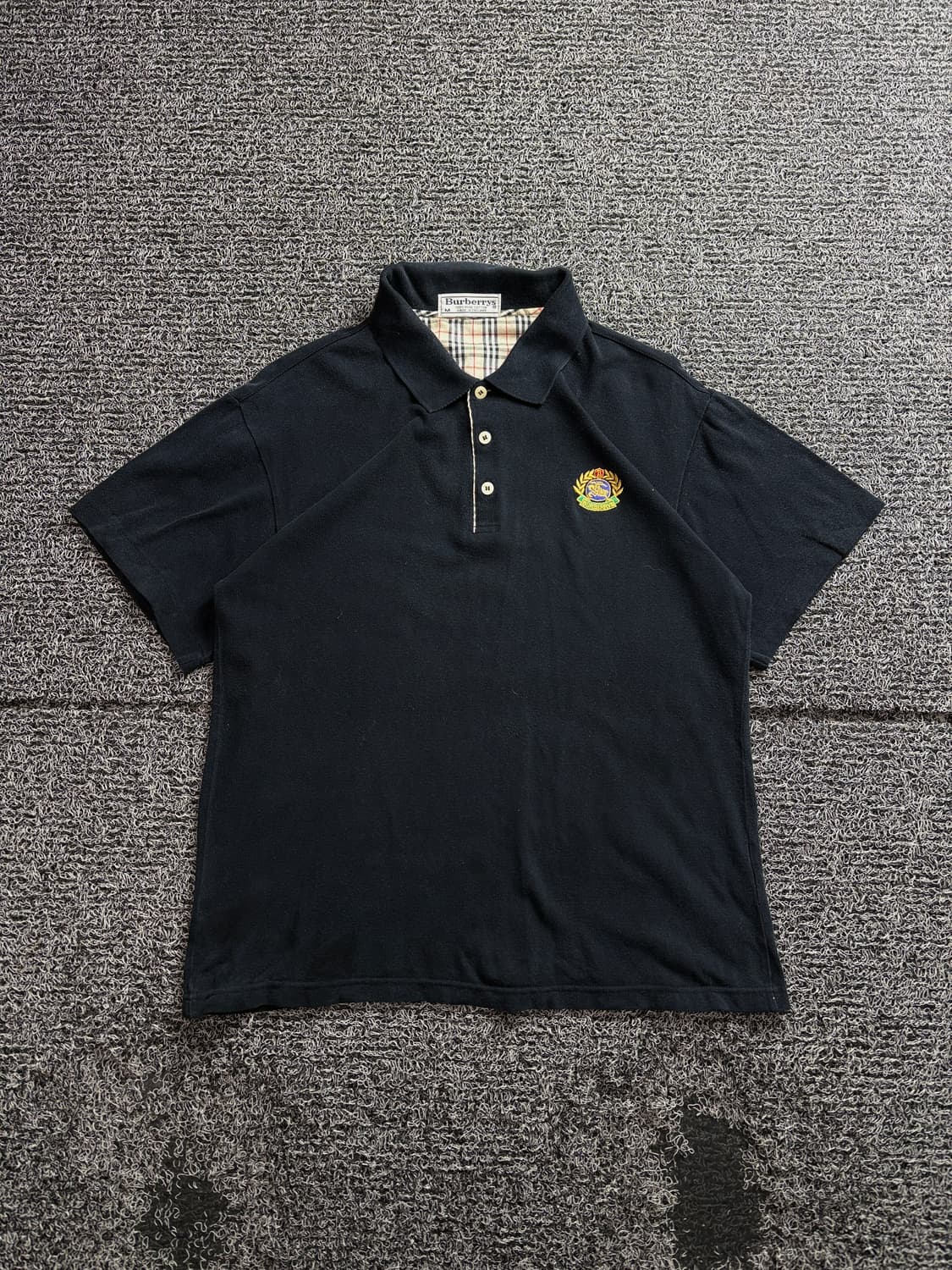 90s 버버리 월계수 로고 네이비 피케이 셔츠 3096 상품이미지2