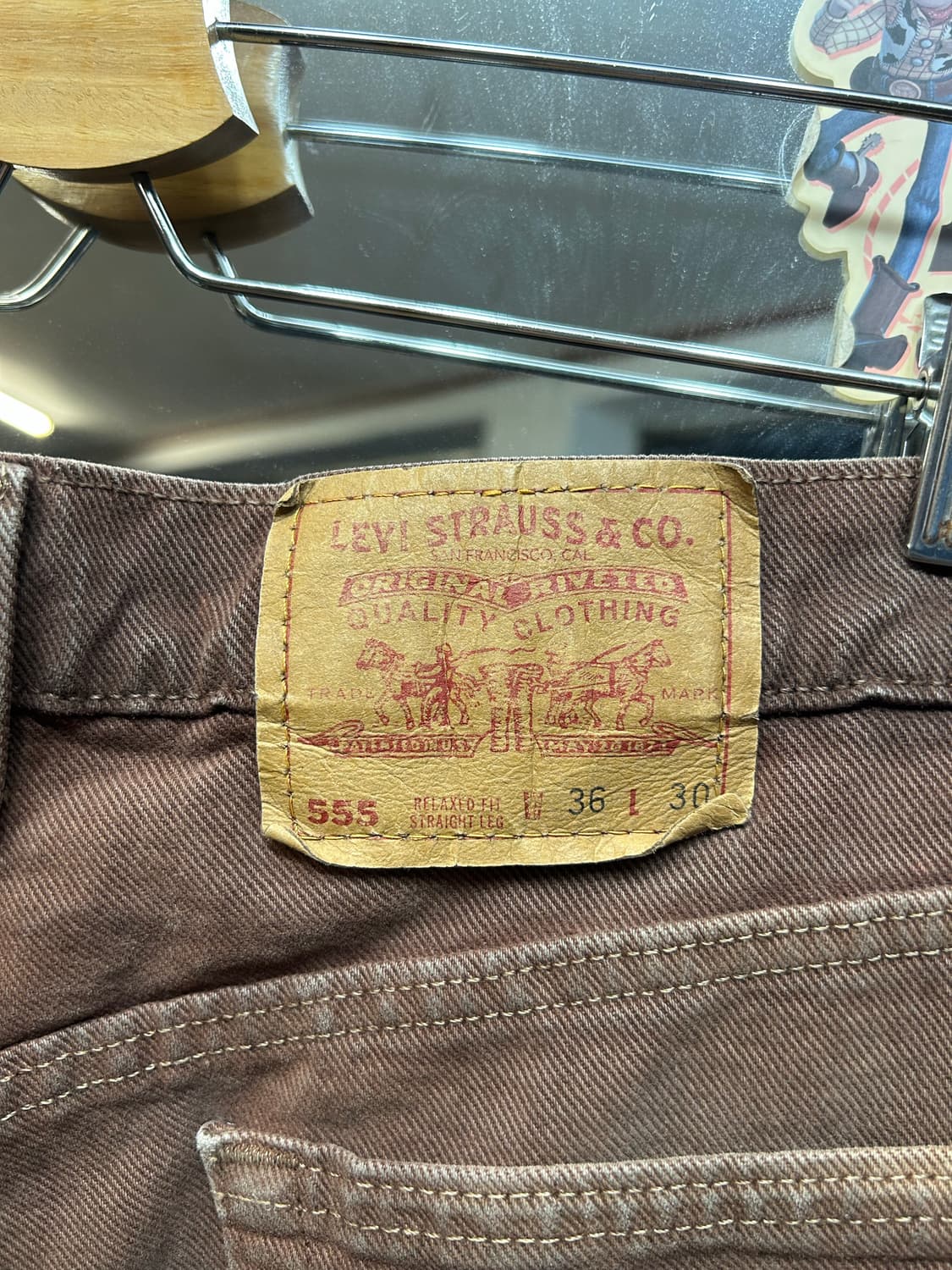 90’s USA 리바이스555 브라운컬러진 36in 상품이미지5