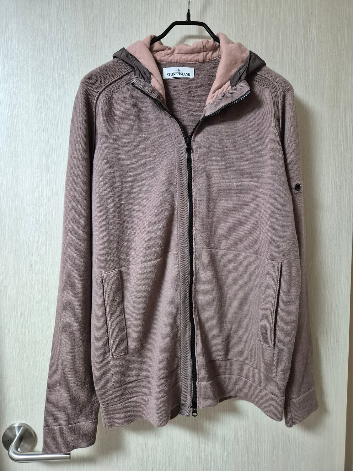 (정품) 스톤아일랜드 와펜 나일론 배색 울니트 후드집업 상품이미지1