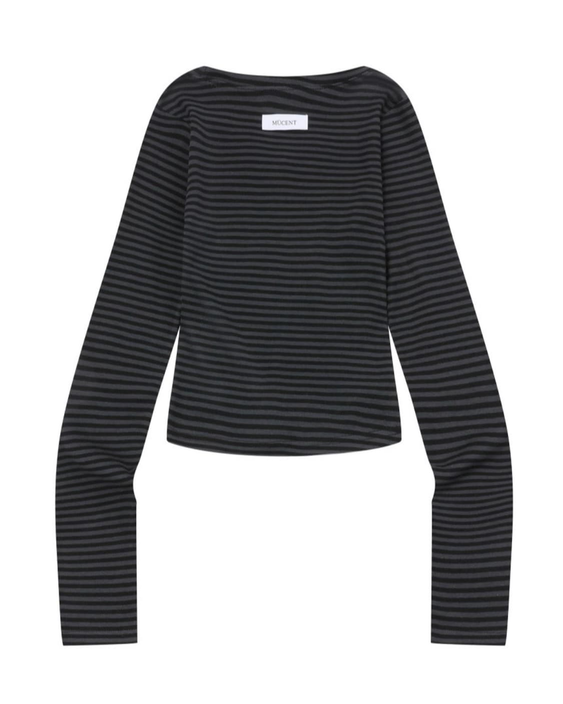 무센트 엠마 브이넥 스트라이프 롱 슬리브 티셔츠 차콜블랙 상품이미지4