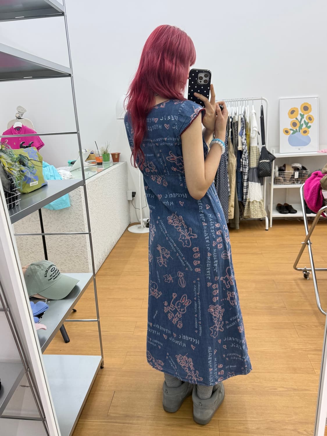 히스테릭글래머 아카이브 버니 토끼 그래픽 데님 롱원피스 상품이미지3