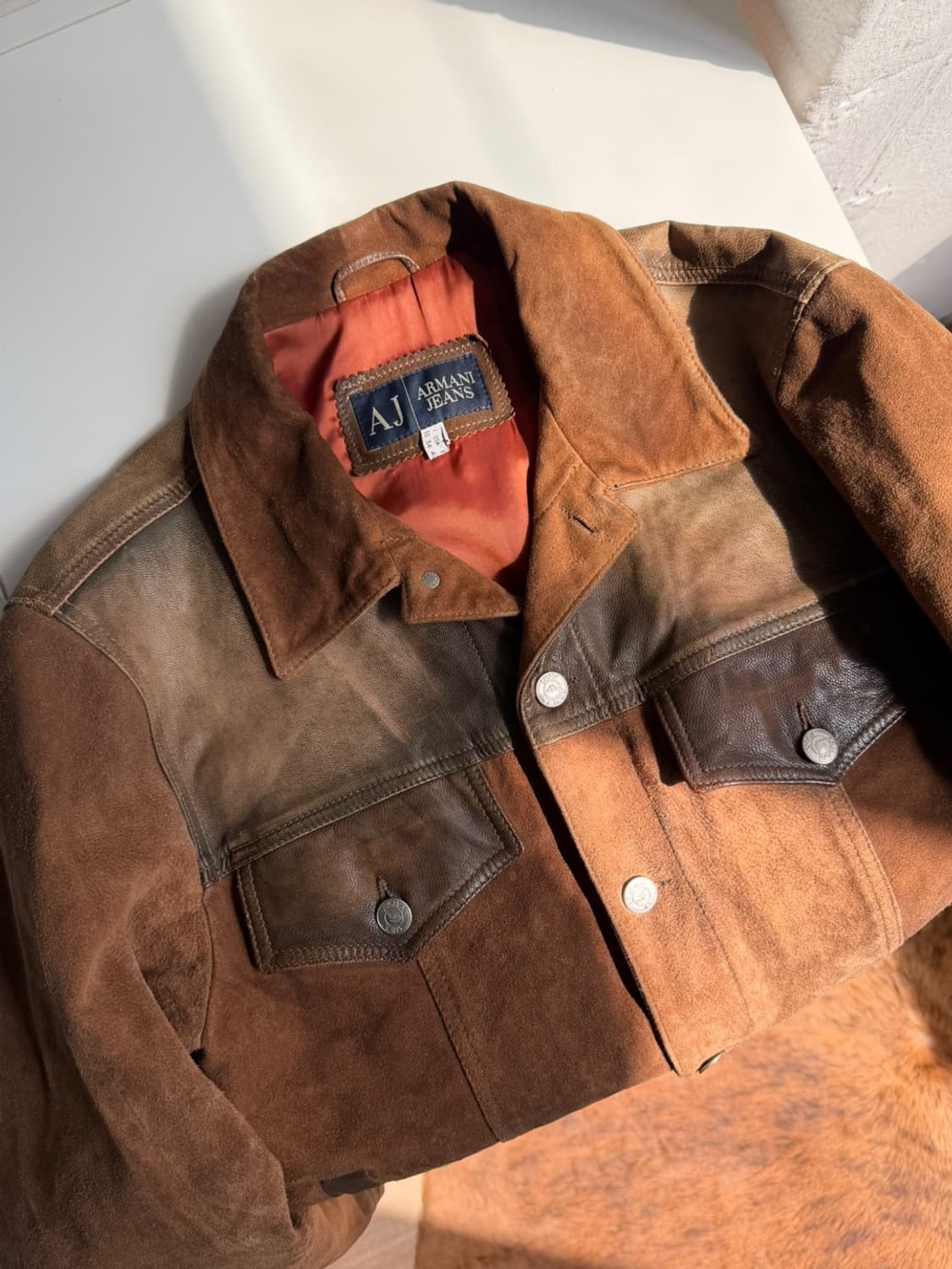 00s 아르마니 진스 스웨이드 레더 트러커 자켓  상품이미지1