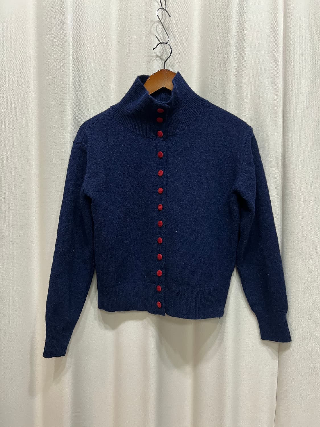 빈티지 하이넥 네이비 니트 가디건  상품이미지2