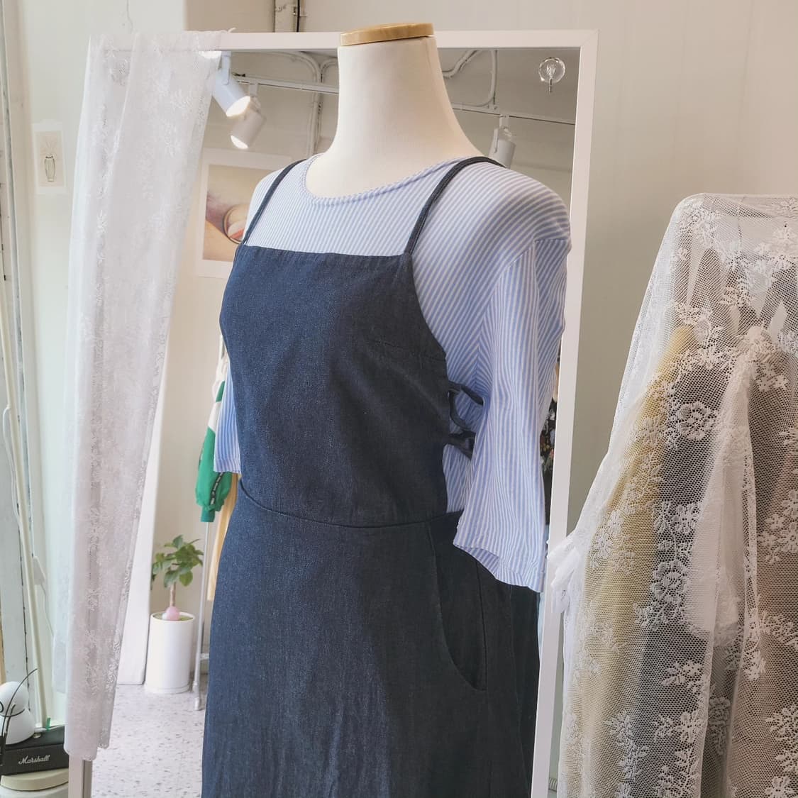 생지데님 에이프런 원피스 상품이미지3