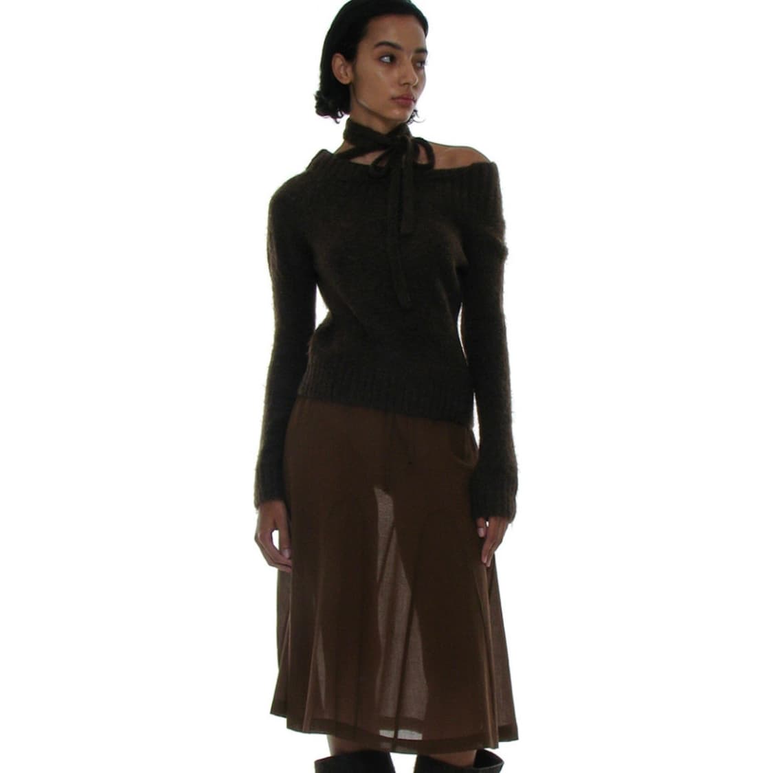 파르티멘토 우먼 타이 넥 스트랩 언발란스드 니트 탑 팝니다 상품이미지3