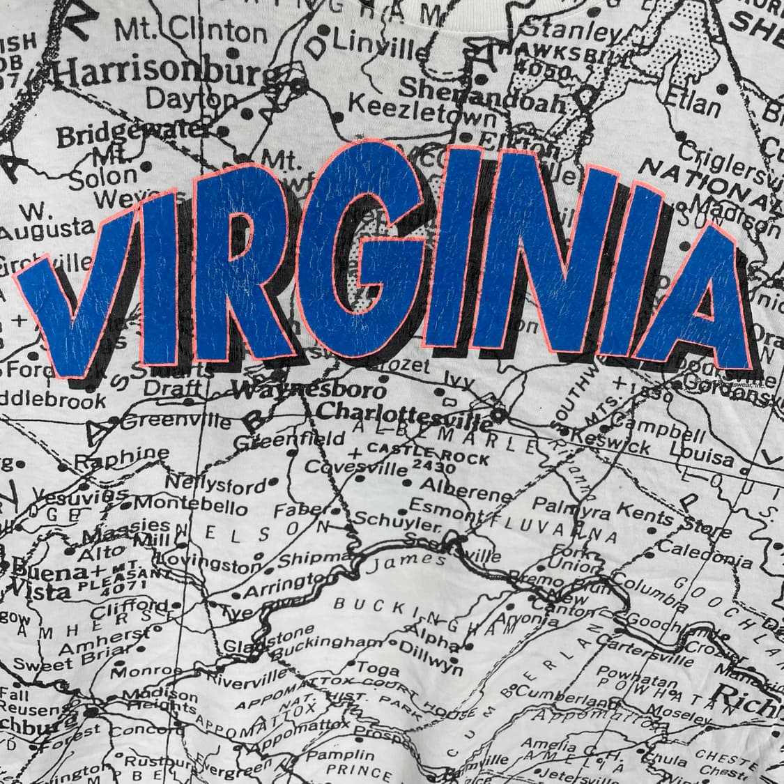 90s 버지니아 지도 티셔츠 상품이미지3