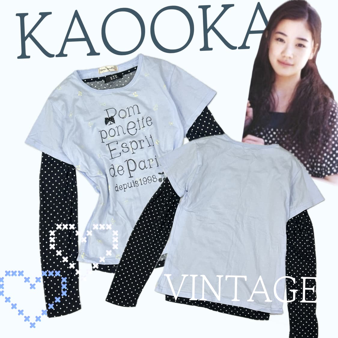 🩵하구미 도트 코디세트🩵 파스텔톤 리본 레이어드 히메갸루 러블리 상품이미지1