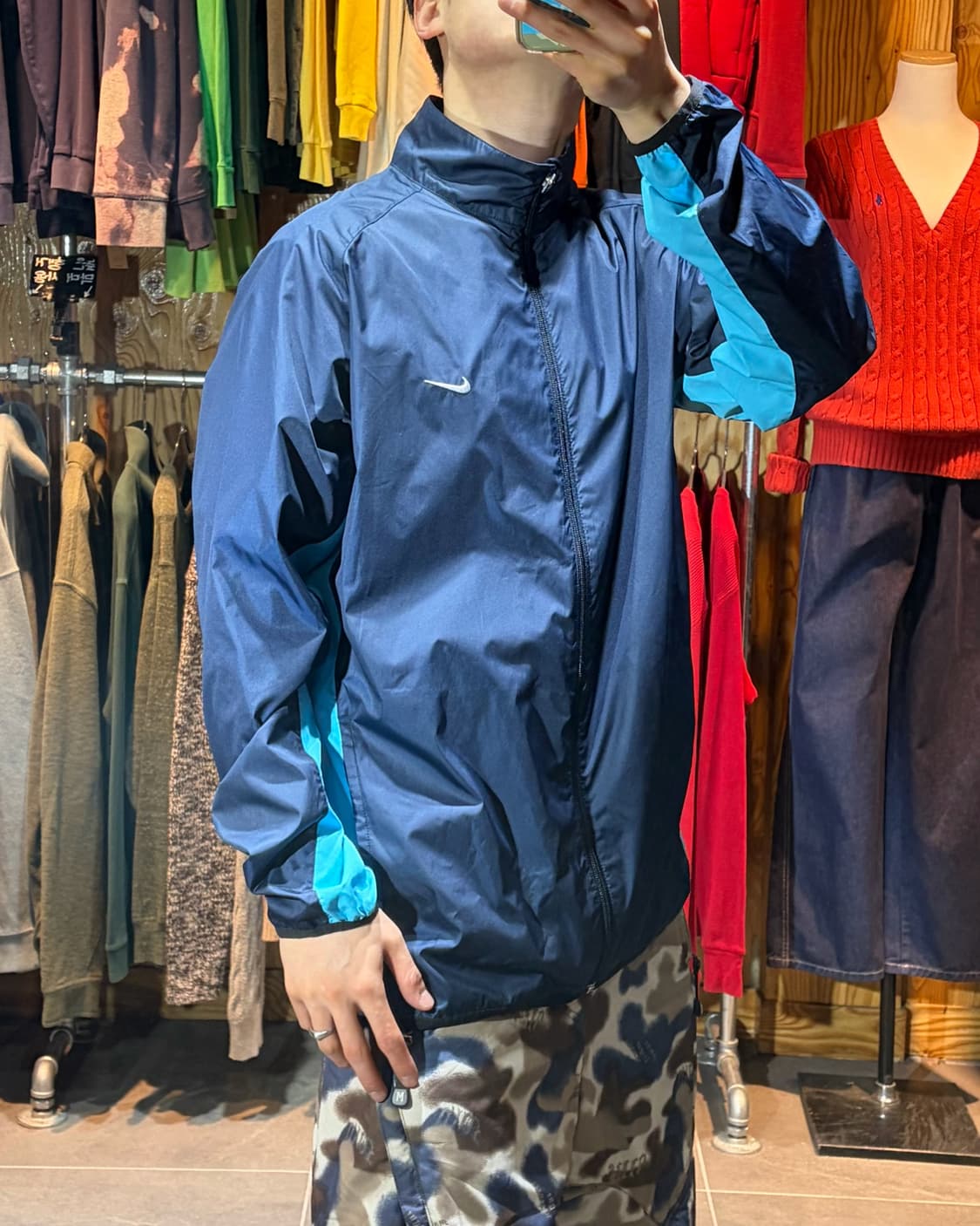 XL 나이키 스우시 스카이블루 라인 네이비 바람막이 상품이미지1