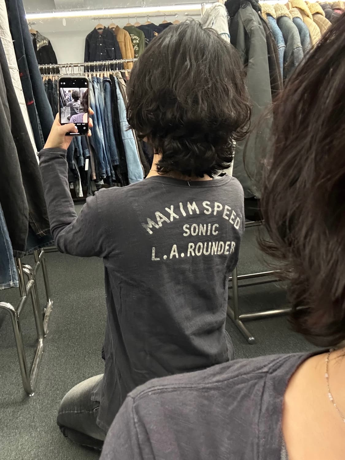 M)Japanese vintage Y2K 빈티지 레터링 여성 브이넥 롱슬 상품이미지2