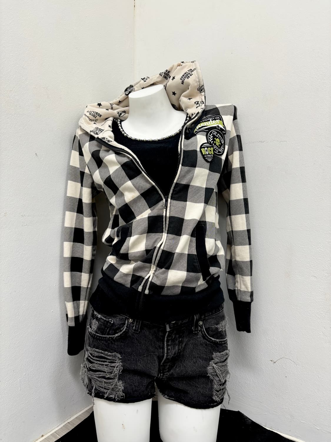 “Colza” Y2K&Kitsch Mood Skull Patch Chec 상품이미지6