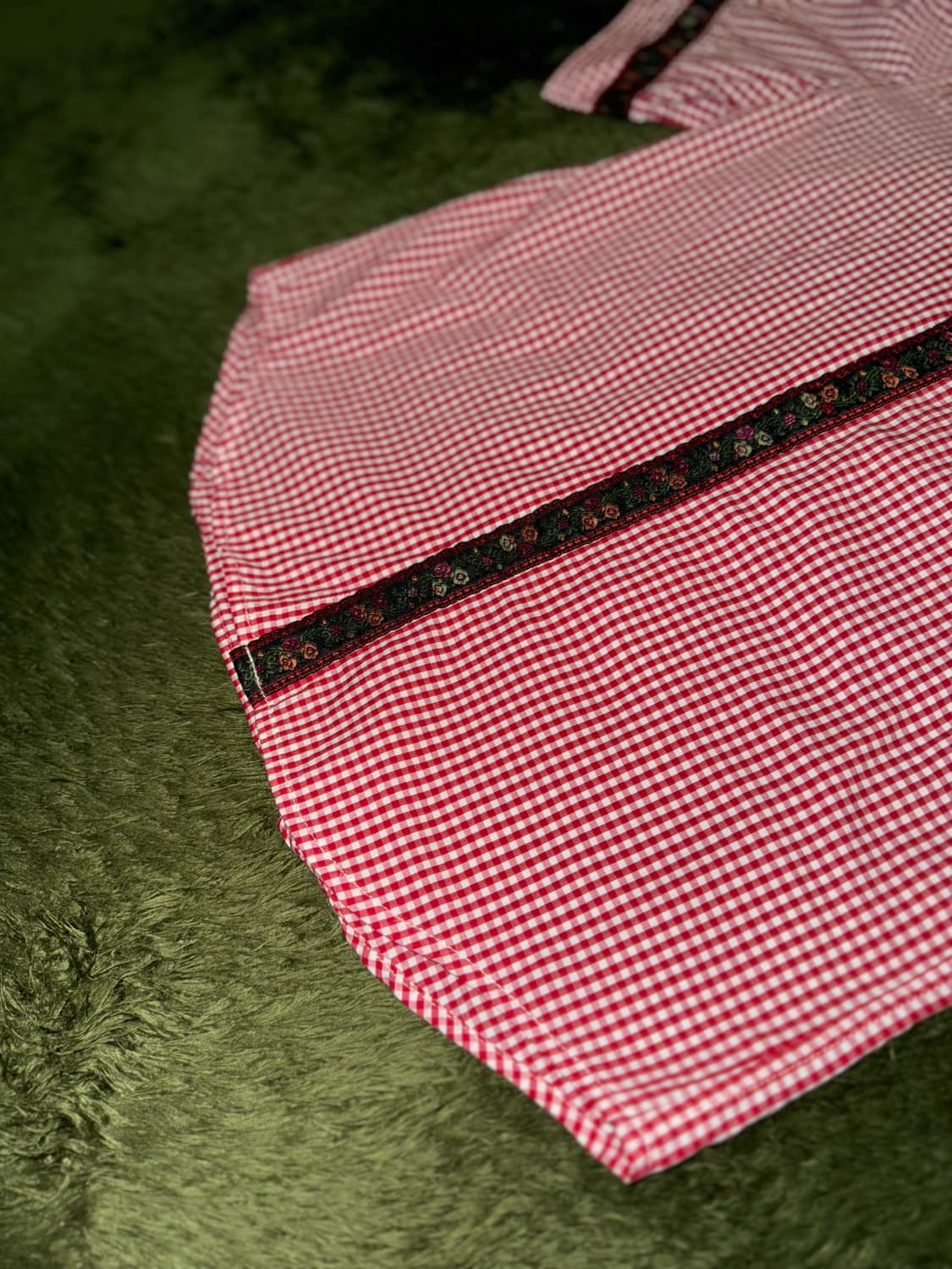 BEAMS BOY 빔즈 보이 플로랄 프린트 체크 하프 셔츠 레드 상품이미지5