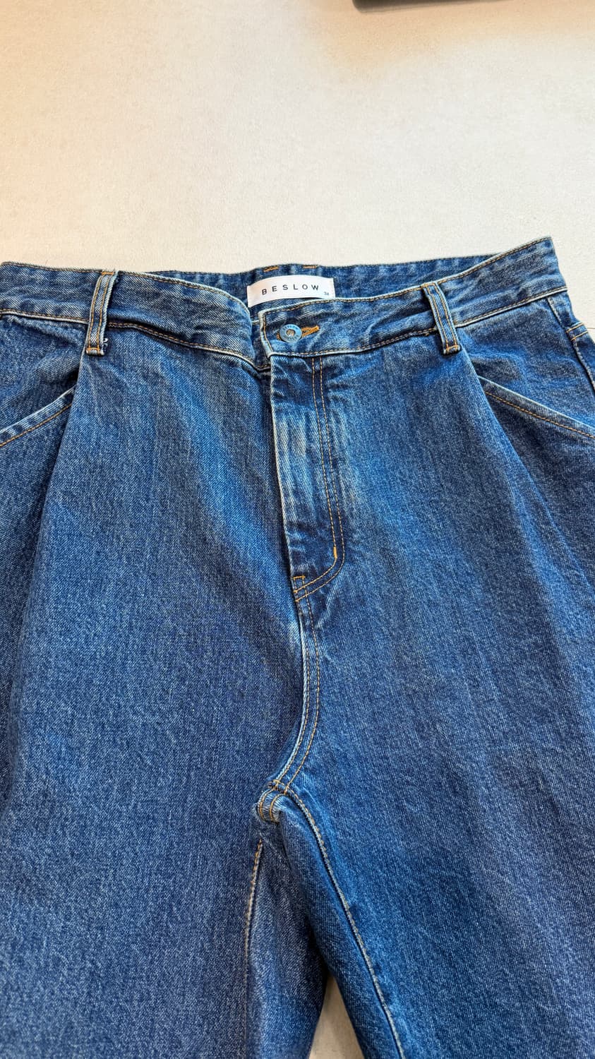 비슬로우 콘밀 딥 원턱 데님 미디엄 워시 (34) 상품이미지2