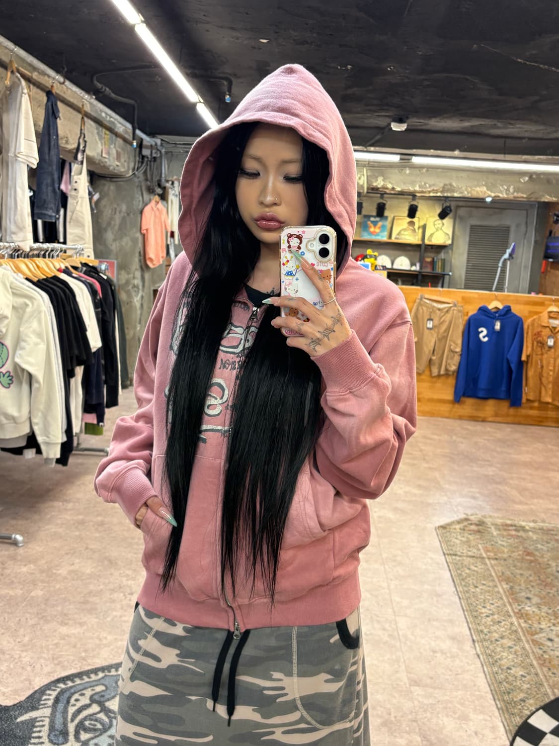 마하그리드 인디 핑크 프린팅 후드집업 #csz4335 상품이미지5