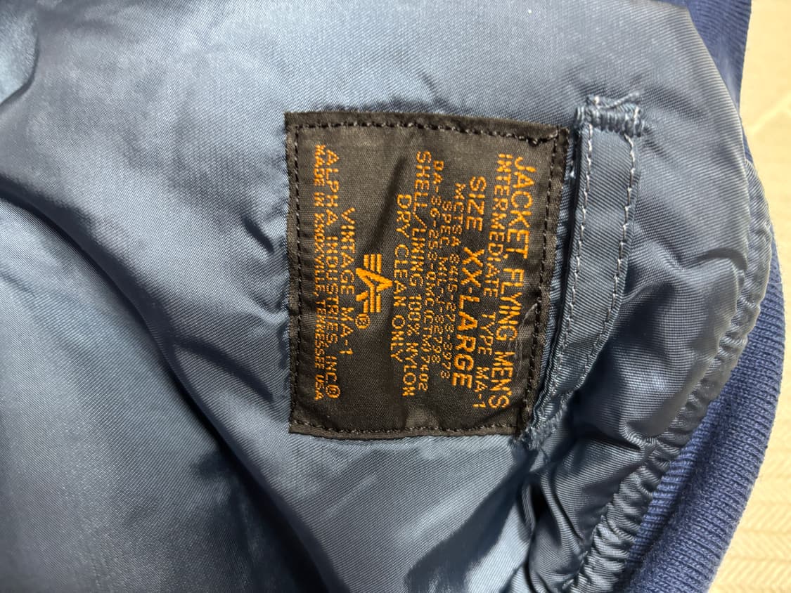 알파인더스트리 ma-1  Type-A 복각 미드나잇블루 xxl 상품이미지4