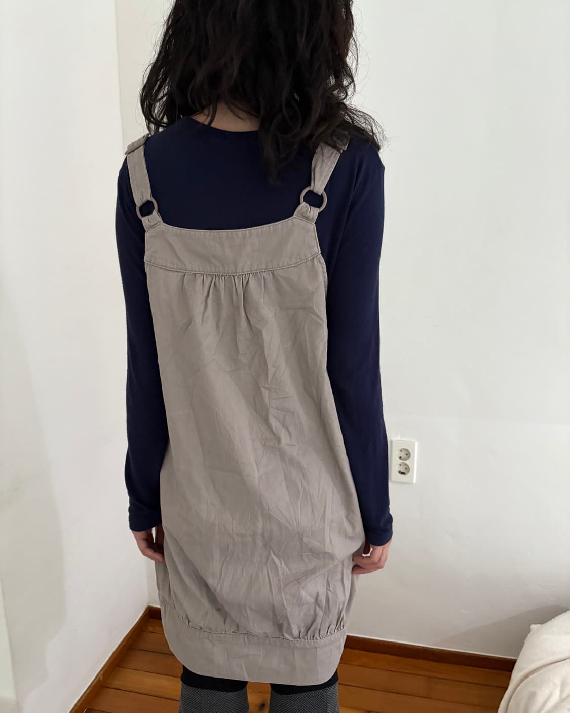 코코아 베이지 멜빵 원피스 상품이미지3