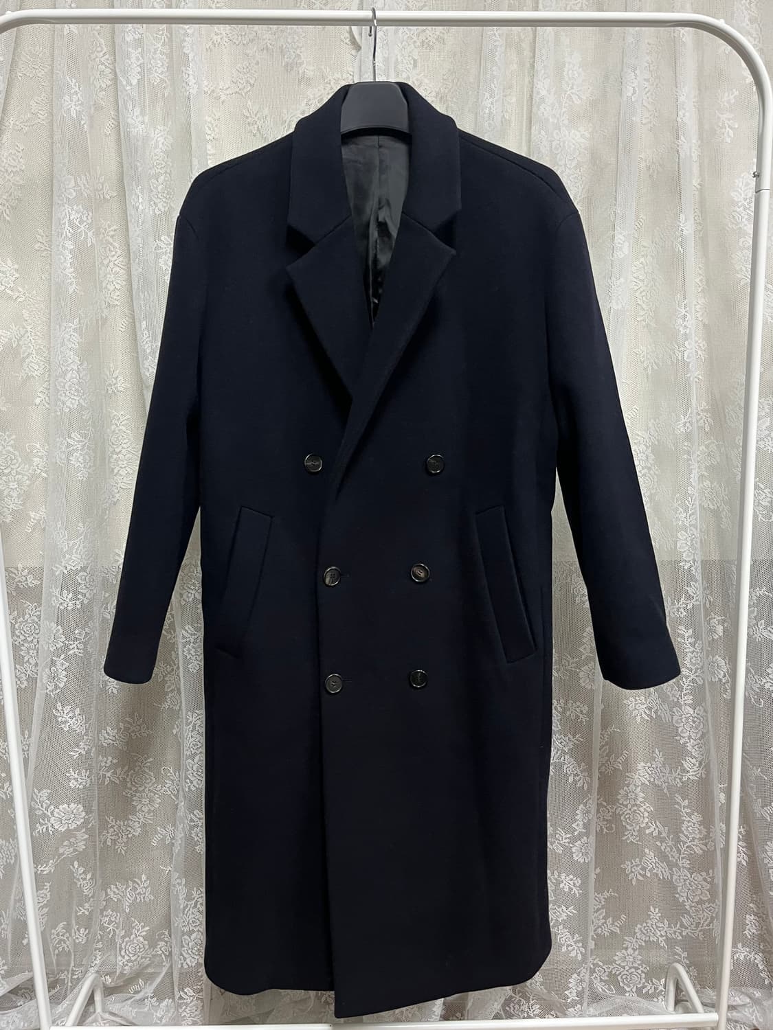 95-170) 한섬 시스템 캐시미어 블렌드 울 코트 네이비 상품이미지2